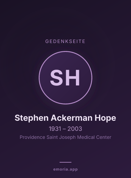 Gedenkportrait von Stephen Ackerman Hope