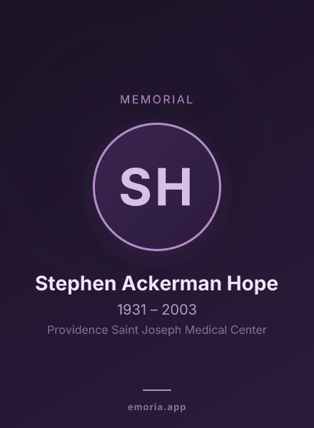 Memorial portrait of Stephen Ackerman Hope
