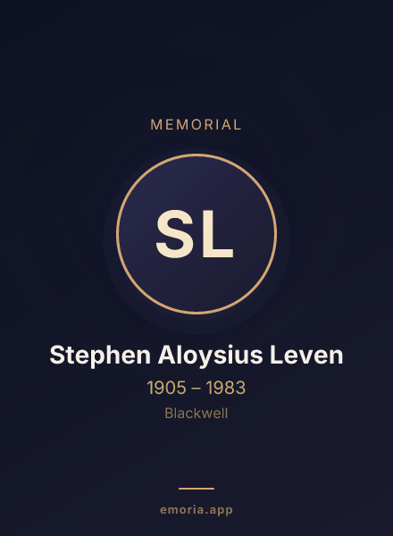 Memorial portrait of Stephen Aloysius Leven