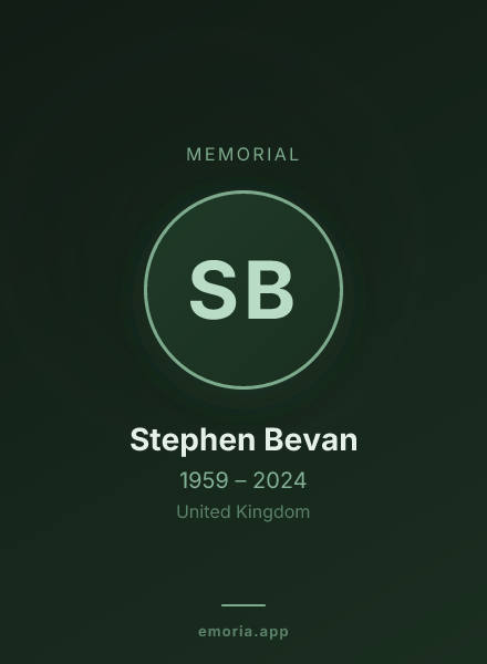 Memorial portrait of Stephen Bevan