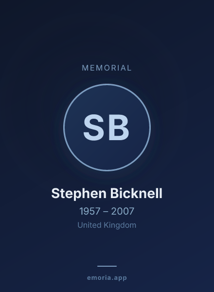 Memorial portrait of Stephen Bicknell