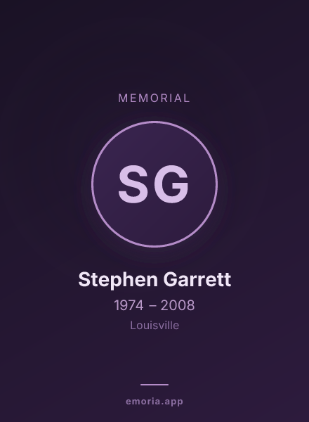 Memorial portrait of Stephen Garrett