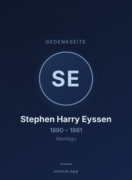 Gedenkportrait von Stephen Harry Eyssen