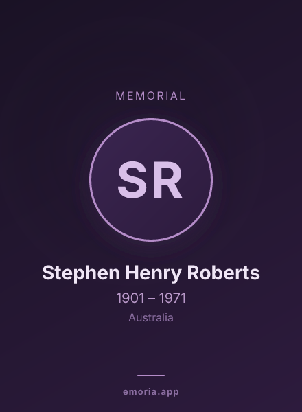 Memorial portrait of Stephen Henry Roberts