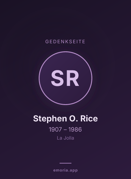 Gedenkportrait von Stephen O. Rice