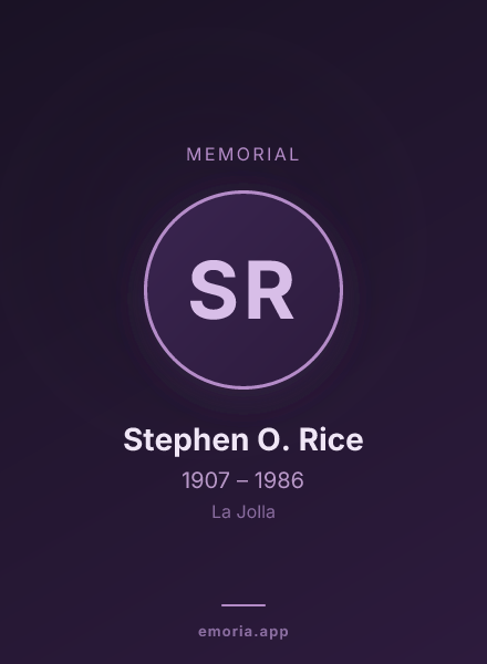 Memorial portrait of Stephen O. Rice