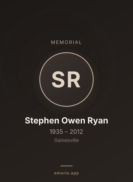 Memorial portrait of Stephen Owen Ryan