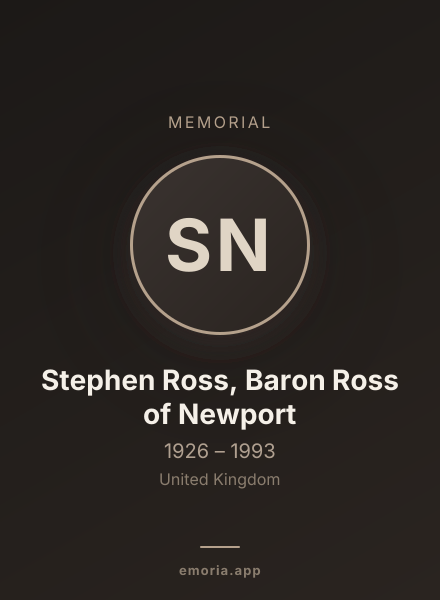 Memorial portrait of Stephen Ross, Baron Ross of Newport