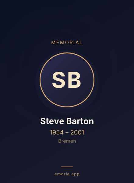 Memorial portrait of Steve Barton