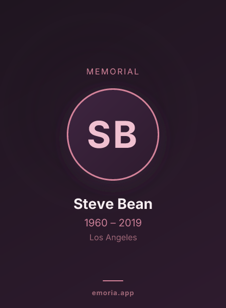 Memorial portrait of Steve Bean