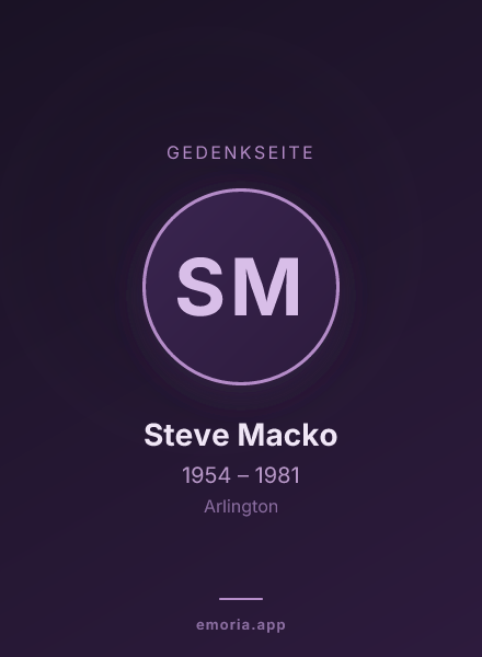 Gedenkportrait von Steve Macko