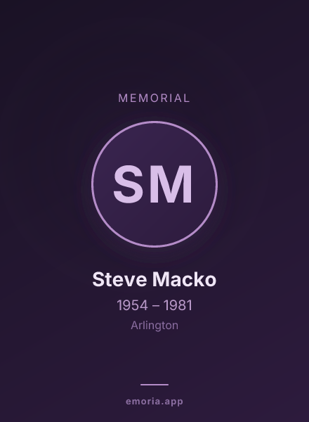 Memorial portrait of Steve Macko