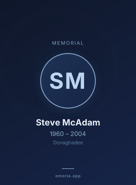 Memorial portrait of Steve McAdam