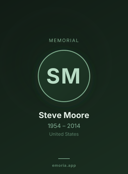 Memorial portrait of Steve Moore