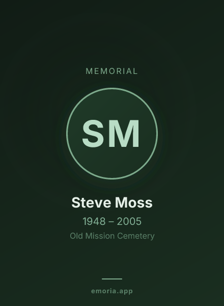 Memorial portrait of Steve Moss