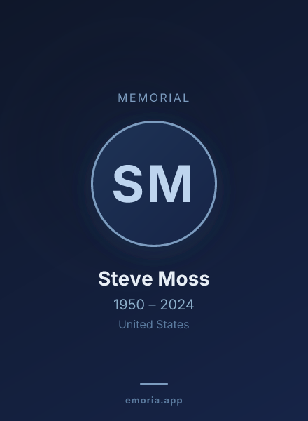 Memorial portrait of Steve Moss