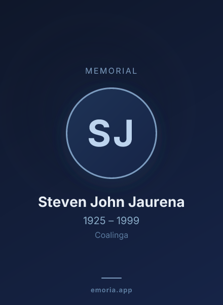 Memorial portrait of Steven John Jaurena