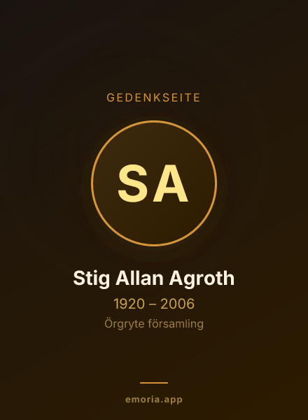Gedenkportrait von Stig Allan Agroth