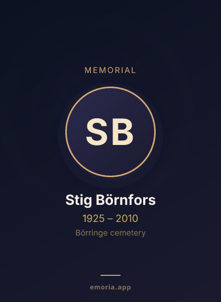 Memorial portrait of Stig Börnfors