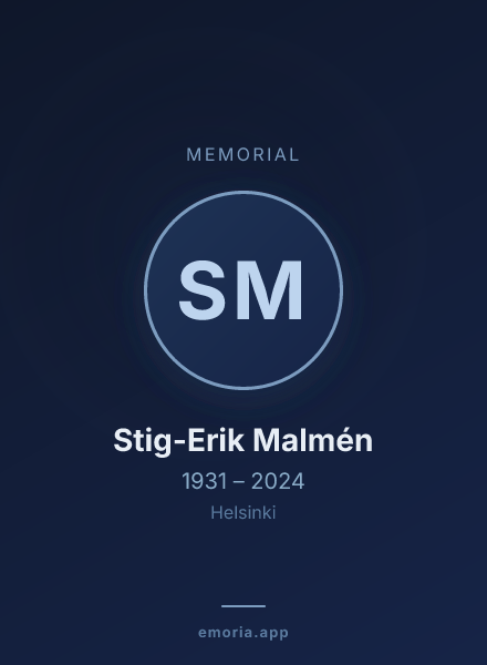 Memorial portrait of Stig-Erik Malmén