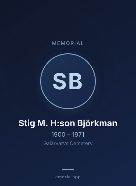 Memorial portrait of Stig M. H:son Björkman