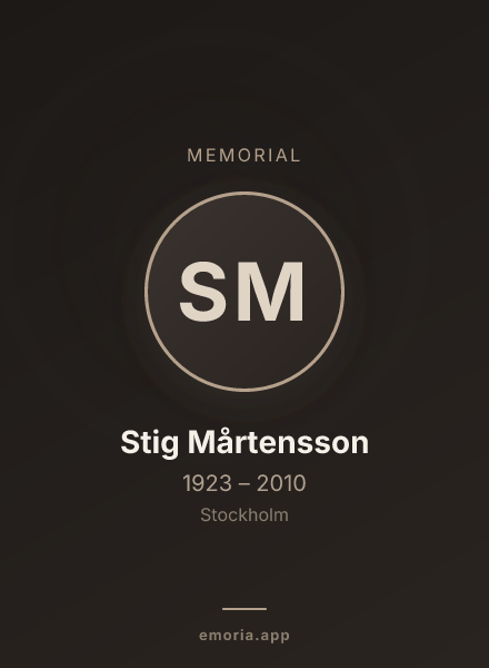 Memorial portrait of Stig Mårtensson