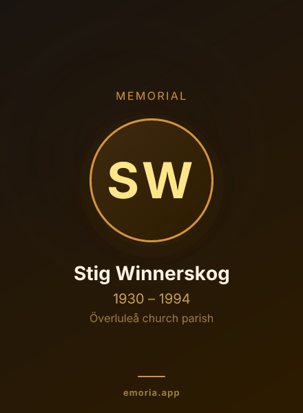 Memorial portrait of Stig Winnerskog