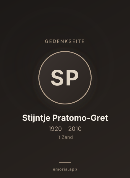 Gedenkportrait von Stijntje Pratomo-Gret
