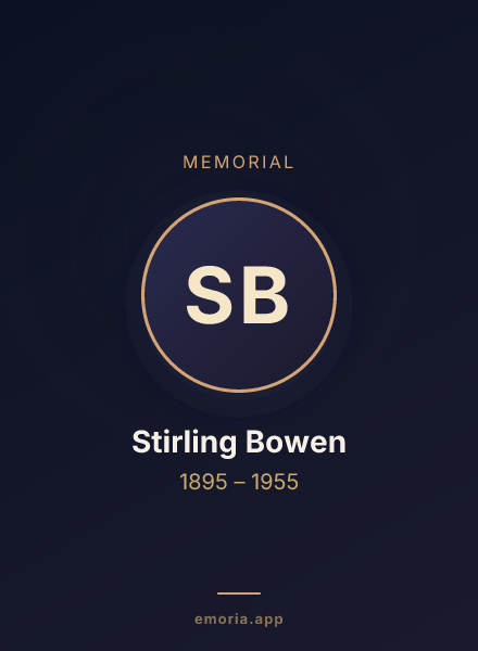 Memorial portrait of Stirling Bowen