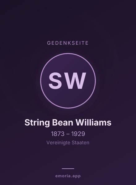 Gedenkportrait von String Bean Williams