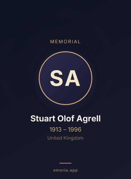 Memorial portrait of Stuart Olof Agrell