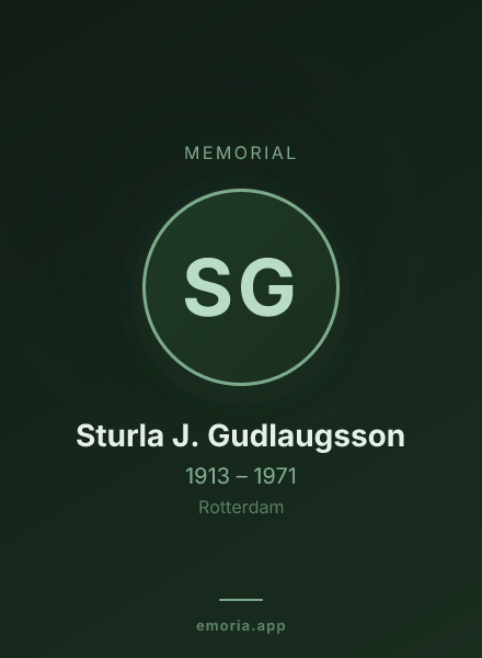 Memorial portrait of Sturla J. Gudlaugsson