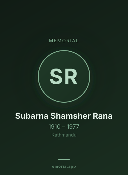 Memorial portrait of Subarna Shamsher Rana