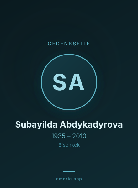 Gedenkportrait von Subayilda Abdykadyrova