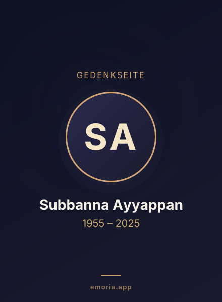Gedenkportrait von Subbanna Ayyappan