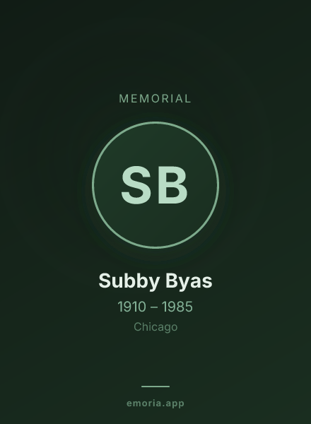 Memorial portrait of Subby Byas