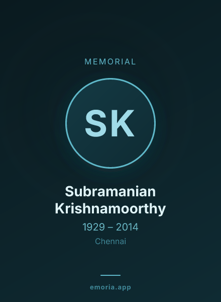 Memorial portrait of Subramanian Krishnamoorthy
