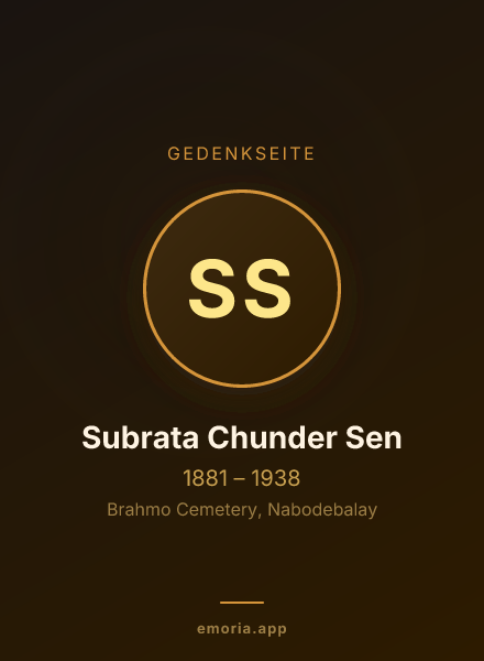 Gedenkportrait von Subrata Chunder Sen