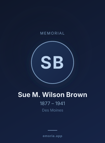Memorial portrait of Sue M. Wilson Brown