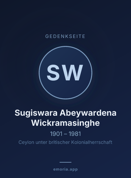 Gedenkportrait von Sugiswara Abeywardena Wickramasinghe