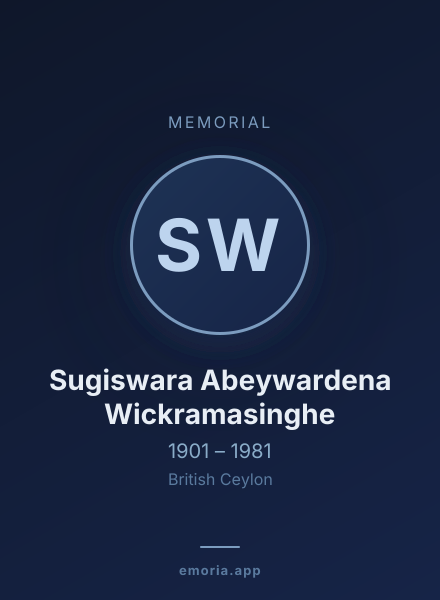Memorial portrait of Sugiswara Abeywardena Wickramasinghe