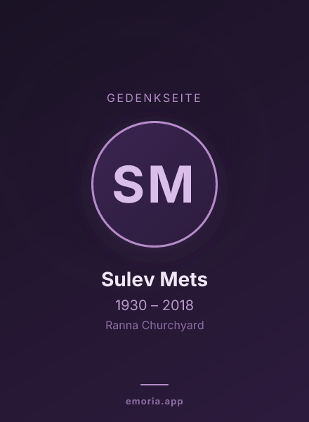 Gedenkportrait von Sulev Mets