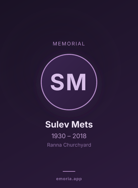 Memorial portrait of Sulev Mets
