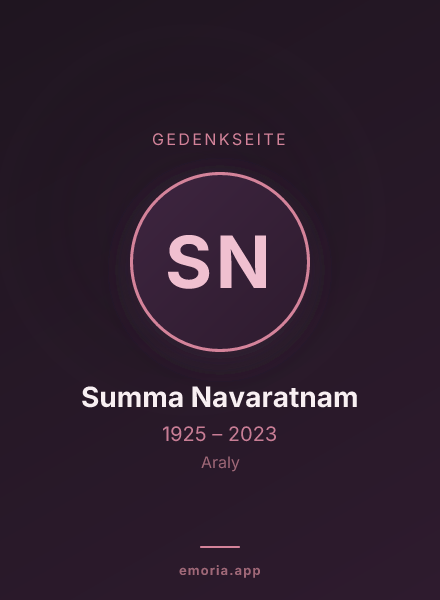 Gedenkportrait von Summa Navaratnam