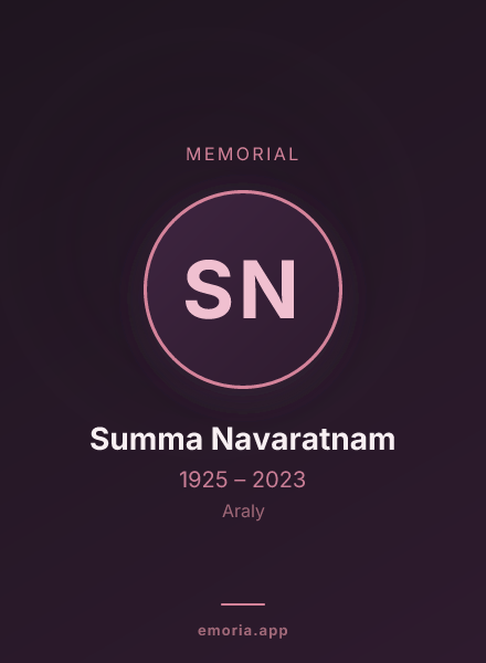 Memorial portrait of Summa Navaratnam