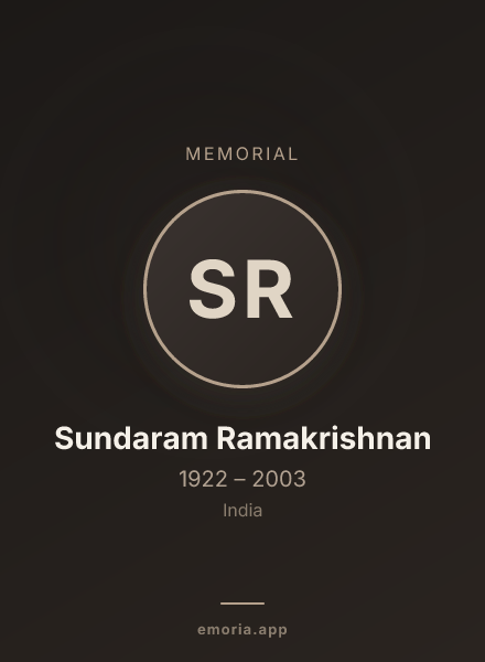 Memorial portrait of Sundaram Ramakrishnan