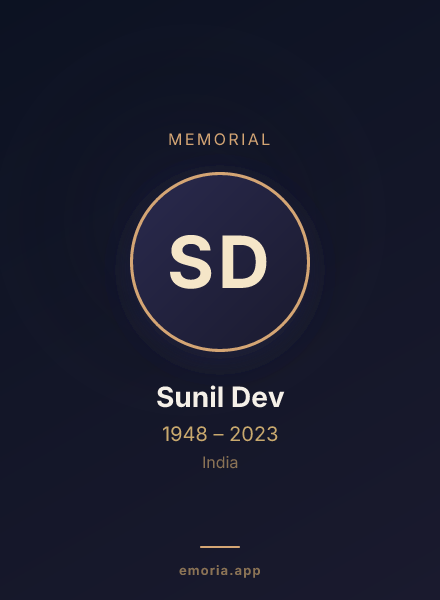 Memorial portrait of Sunil Dev