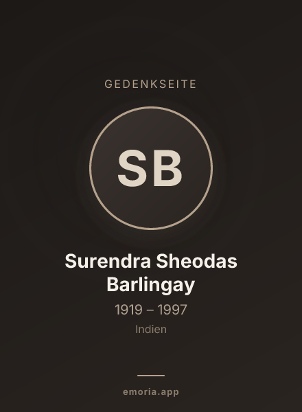 Gedenkportrait von Surendra Sheodas Barlingay