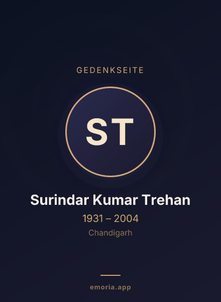 Gedenkportrait von Surindar Kumar Trehan