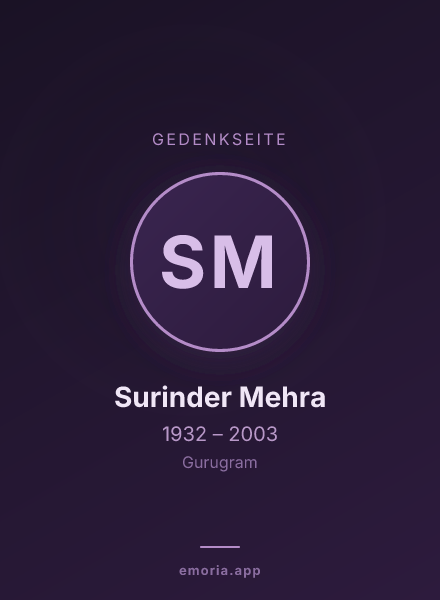 Gedenkportrait von Surinder Mehra